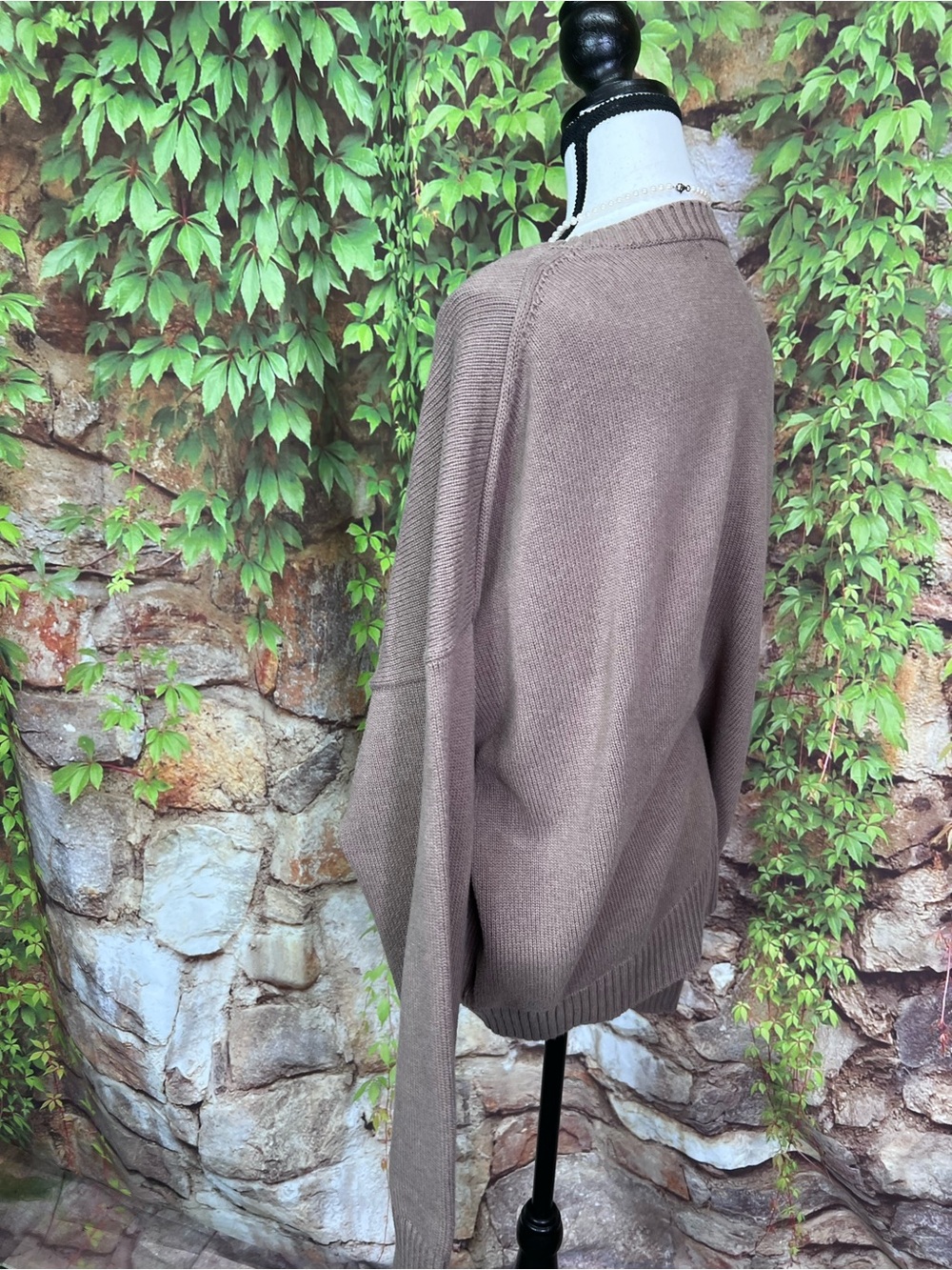 QUINCE Cocoa Brown Relaxed Fit Organic Cotton Quiet Luxury Crewneck Sweater, XL - Picture 6 of 13